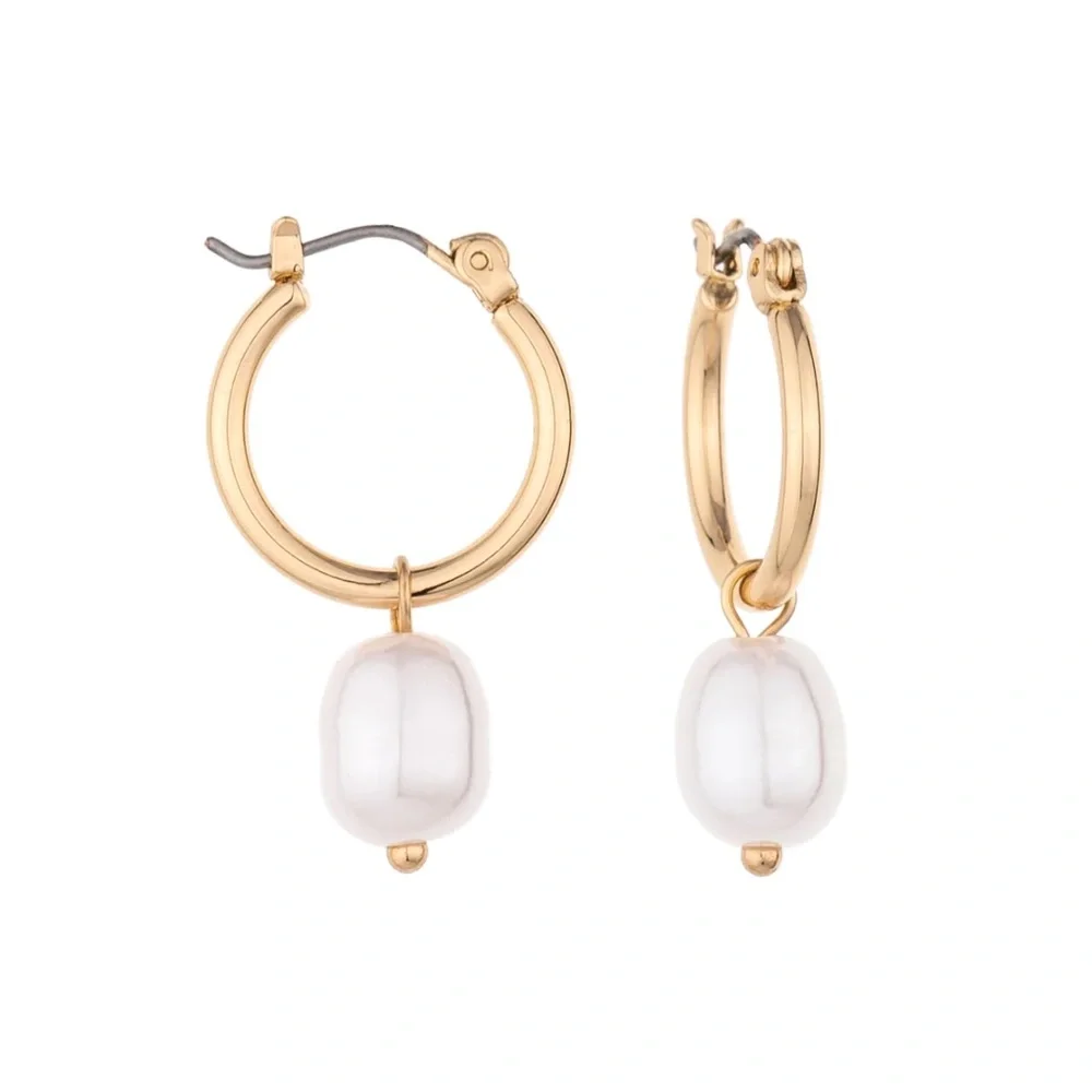 Charged Removable Pearl Huggie Earrings
